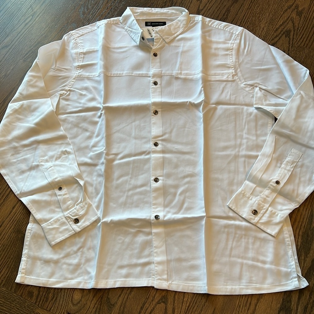 NWT INC international concepts white long sleeve button up dress shirt sz large